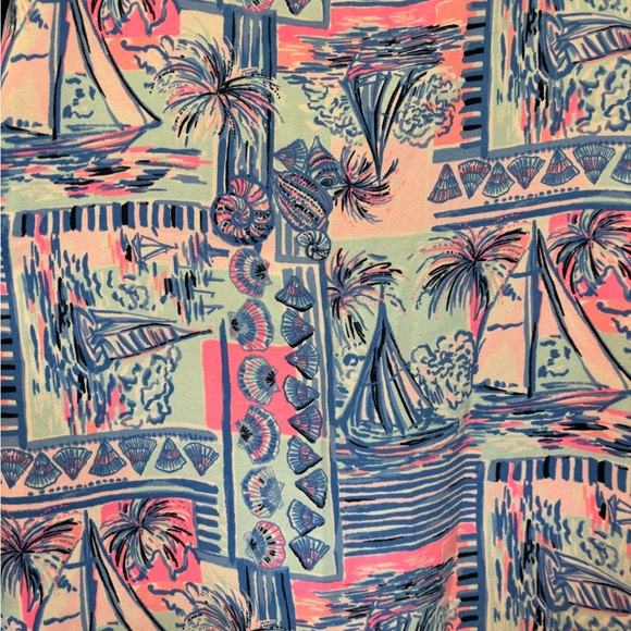 LIly Pulitzer Sahar Romper Pastel Blue Pink Tie Side Square Neck Size 10 - Picture 9 of 9